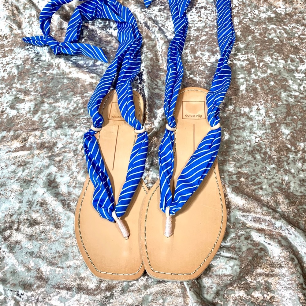 Dolce Vita Striped Henley Ankle Wrap Sandals - Picture 2 of 6